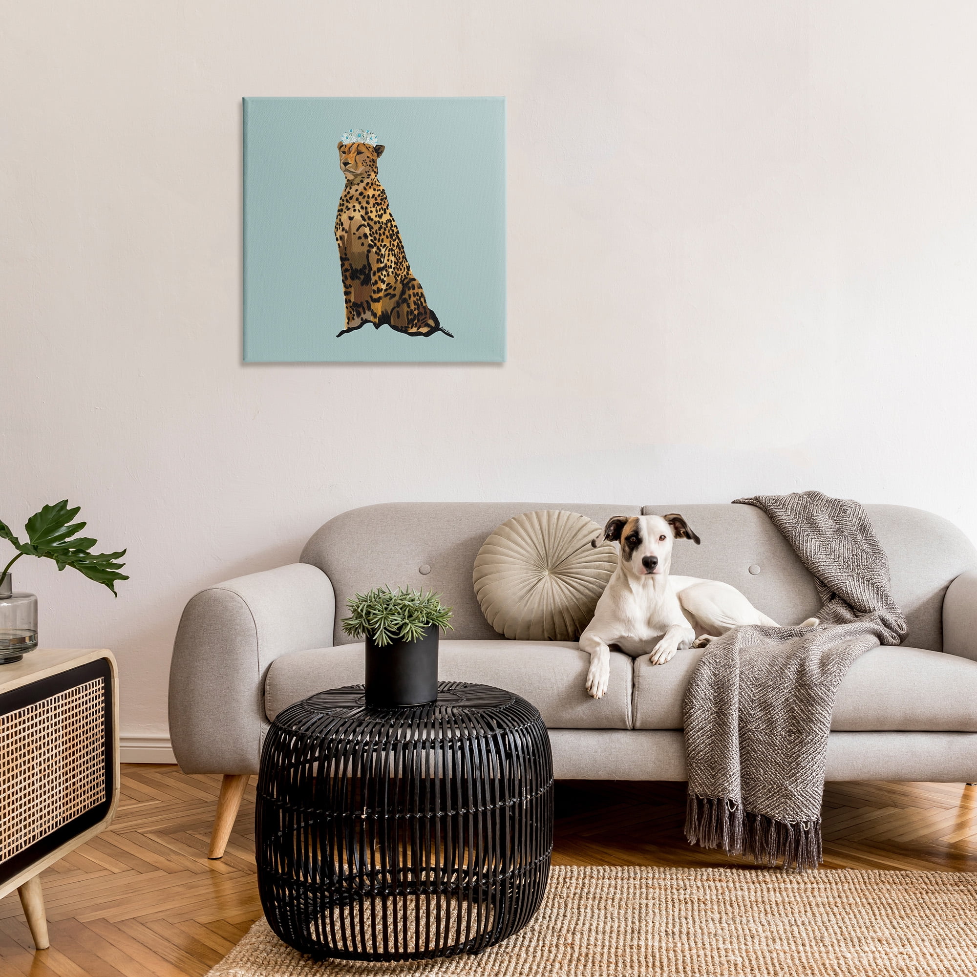 Stupell Industries Regal Leopard with Crown Animals & Insects Painting Gallery Wrapped Canvas Art Print Wall Art, 30 x 30