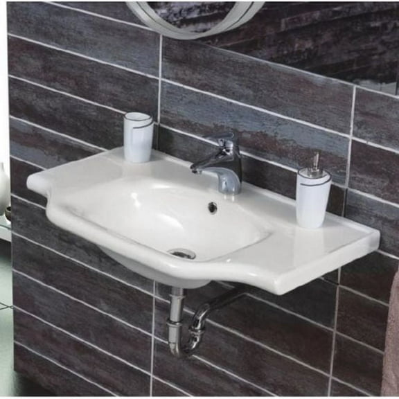 Nameeks CeraStyle 081000-U-One Hole Cerastyle 25-3/5" Ceramic Wall Mounted Bathroom Sink -