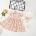 thumbnail image 2 of Coerni Toddler Baby Girls Sleeveless Sundress Girls Tutu Dress Bow Floral Print Princess Dress with Hat Beach Summer Outfits, 2 of 7