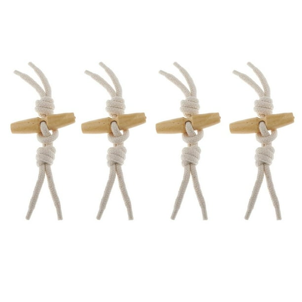 4 Pieces Wooden Horn Toggle Buttons With String SewOn Toggles Closure