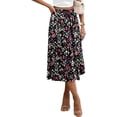 thumbnail image 2 of KISSMODA Womens Skirt Midi High Waist A-Line Casual Floral Print Trendy Bohemia Work Elegant with Pockets, 2 of 6