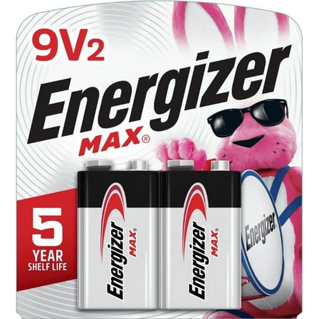 Energizer MAX Alkaline 9 Volt Batteries, 2 Pack