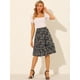 thumbnail image 3 of INSPIRE CHIC Falda Midi Floral Fluida Con Volantes En El Dobladillo Para Mujer Negro M, 3 of 6