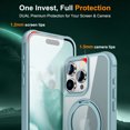 thumbnail image 3 of ELEHOLD Case for iPhone 16 Pro Max, Military Grade Protection Translucent Matte Case with 360° Rotatable Magnetic Ring Stand,Blue, 3 of 7