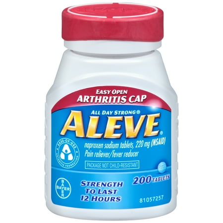 Aleve Easy Open Arthritis Cap Pain Reliever/Fever Reducer Naproxen Sodium Tablets, 220 mg, 200 Ct