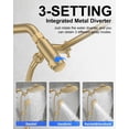 thumbnail image 3 of Rain Shower Head with 3-Mode Handheld Spray Combo, Dual Showerheads, All-Metal High-Pressure 10-Inch Rainfall Shower Head Set, Extension Arm with 3-Way Diverter, Brushed Gold, 3 of 9