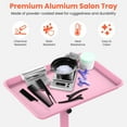 thumbnail image 4 of TASALON Premium Rolling Salon Tray, Adjustable Height, Aluminum Trolley with Wheels for Salon, Tattoo, and Clinic Essentials - Pink, 4 of 7