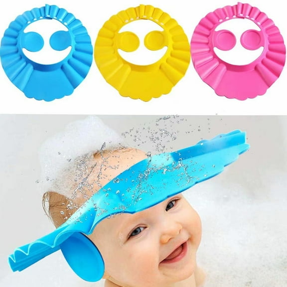 3PCS Baby Shower Cap Bathing Cap, Soft Adjustable Visor Hat for Shampoo Shower, Bathing Shampoo Hat with Ear Protection, Shower Cap Protect Your Baby Eyes for Toddler, Baby, Kids, Children