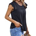 thumbnail image 4 of STARVNC Women Crew Neck Hollow Out Pleated Flutter Sleeve T-Shirt, 4 of 7