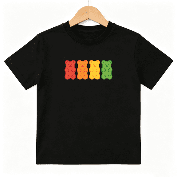 Gummy Bear Candy Boys Graphic Tee, Colorful Sweet Dessert Top 100% Cotton Kids Short Sleeve T-Shirt