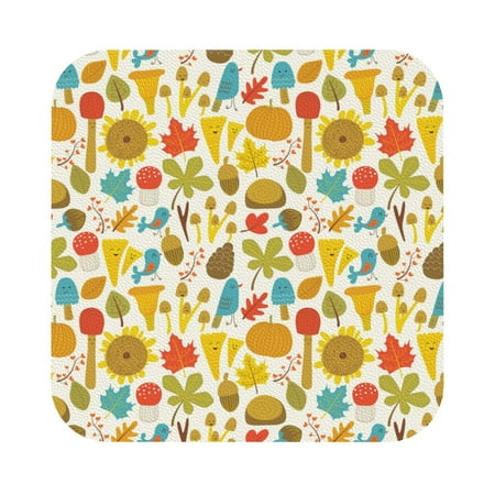 

Pofeuu Forest Mushrooms Print Leather Coasters Set of 6 Round Cups Mugs Mat Pad for Home Kitchen Heat Resistant Drink Coasters Square