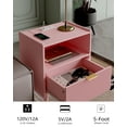 thumbnail image 3 of Mesa de noche Veegle rosa moderna con cajón y repisa de almacenamiento, 3 of 6