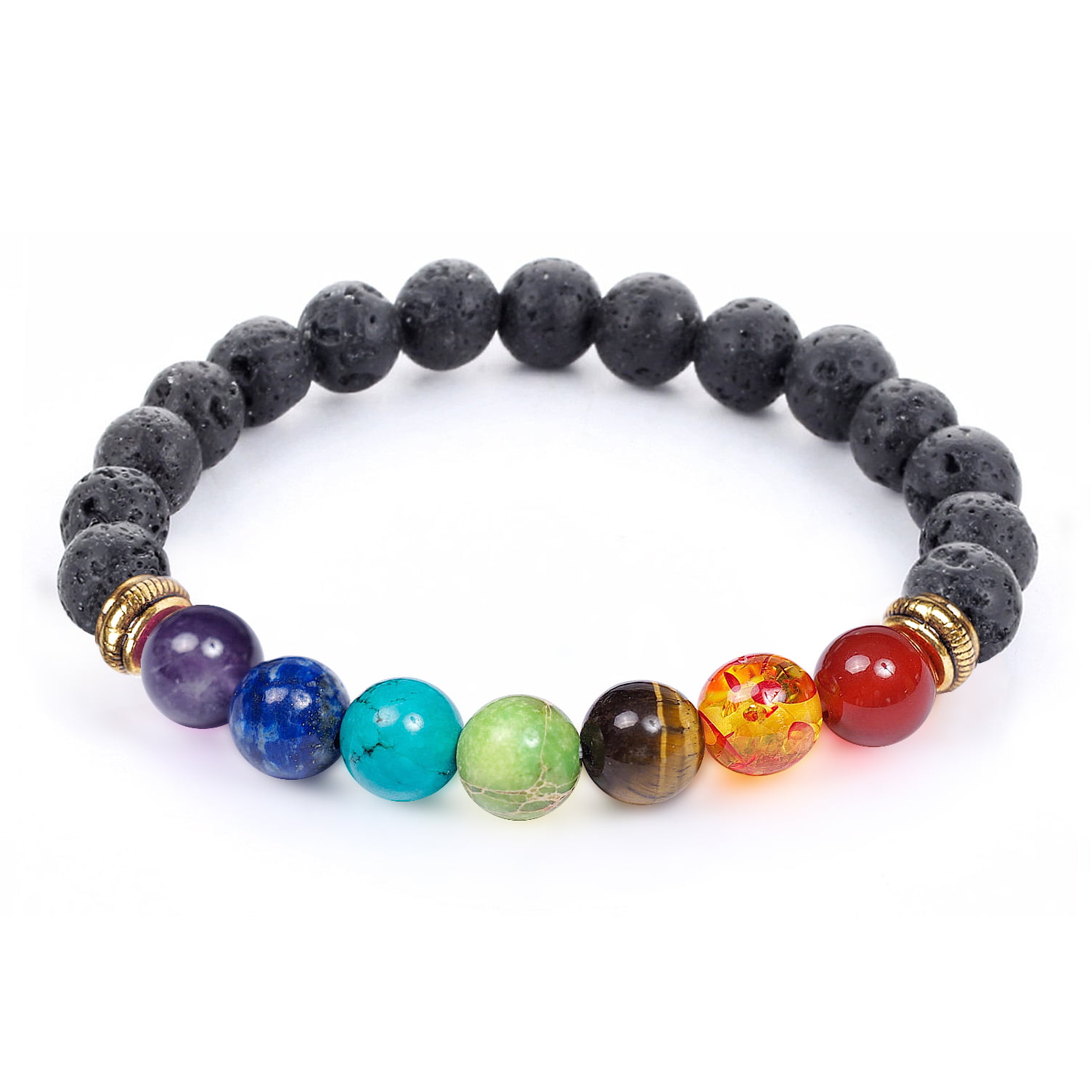Jewelry Yoga 7 Chakra Healing Diffuser Reiki Bracelet With Real Stones Lava Beads Walmart Com Walmart Com