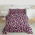 thumbnail image 3 of Manfei Pink Leopard Print Full Size Comforter Sets for Female, Fashion Cheetah Animal Bedding Comforter Set, Chic Dots Abstract Reversible Bedding Sets, Breathable Home Decor, 3 Pieces, 3 of 9