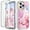 Pink Marble, variant on Tarise iPhone 14 Pro Max Case with Screen Protector, [Wireless Charging] Shockproof Drop Proof Dual Layer Rugged Hybid Back Cover with TPU Impact Resistant for Apple iPhone 14 Pro Max, Flower