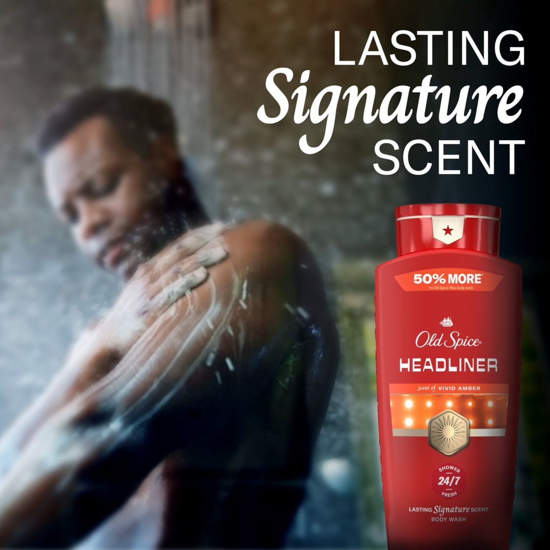Old Spice Red Collection Body Wash for Men, Headliner Scent, Refreshing Clean, Moisturizing Formula, Long-Lasting Fragrance, 24oz (709ml)