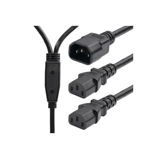 StarTech.com 6ft (1.8m) Power Cord Splitter, IEC 60320 C14 to 2x IEC 60320 C13 AC Power Cable Splitter, 10A 250V, 18AWG, Computer Power Cord Splitter, PC Power Supply Cable - UL Listed Components (8723-8600-POWER-CORD) - Power splitter - TAA Compliant - IEC 60320 C14 to power IEC 60320 C13 - AC 250 V - 10 A - 6 ft - indoor, molded - black