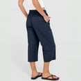 thumbnail image 6 of Petite Capris for Women with Pockets Summer Casual Loose Drawstring Elastic High Waist Straight 2026 Lounge Beach Cropped Trousers Navy XL, 6 of 7