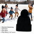 thumbnail image 2 of CPNG Kids Winter Hat Cap Unisex Hat Solid Color Beanies with Pom Pom Toddler Fleece Lined Warm Knit Hat Girls Boys Cute Knitted Wool Snow Beanies Ski Cap, 2 of 9