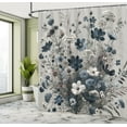 thumbnail image 2 of Ambesonne Navy Blue Shower Curtain, Wildflowers Monochrome, 69"Wx84"L, Petrol Blue Coconut, 2 of 4