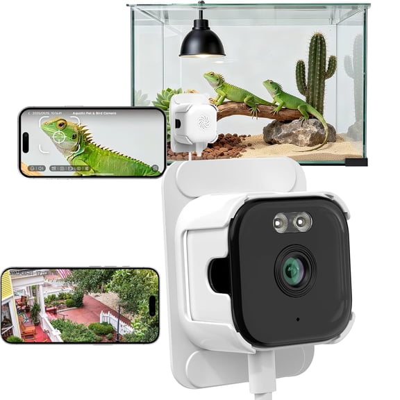 Pet Camera with Phone App, Camera for Home Security, 2K Aquarium & Terrarium WiFi Pet Camera with Full-Color Night Vision, Motion Detection, 2-Way Audio, Siren, 2.4GHz & 5GHz WiFi Camera