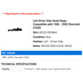 thumbnail image 2 of Left Driver Side Hood Hinge - Compatible with 1988 - 2000 Chevy C3500 1989 1990 1991 1992 1993 1994 1995 1996 1997 1998 1999, 2 of 2