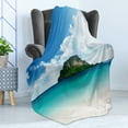 thumbnail image 4 of Island Soft Flannel Fleece Throw Blanket, Poda Island in Thailand South Tropic Paradise Hot Sun with Clouds Photo, Cozy Plush for Indoor and Outdoor Use, 50" x 60", Blue White Cream, by Ambesonne, 4 of 5