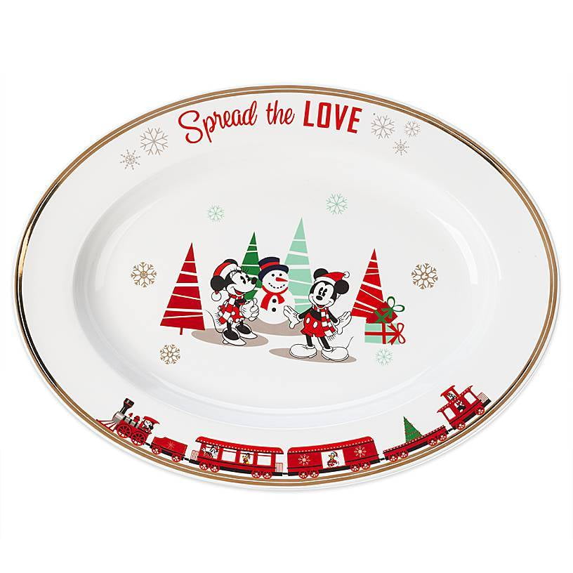Disney Store Mickey and Minnie Mouse Holiday Serving Dish New Walmart