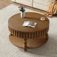 thumbnail image 4 of S-HOME Flip-Top Coffee Table with Spacious Hidden Storage, Solid Wood Legs, Farmhouse Style Center Table, Walnut Brown, 4 of 10