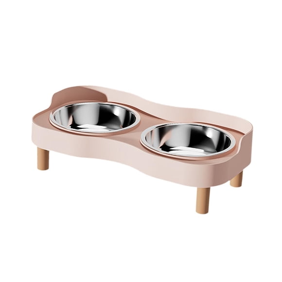 Cuencos elevados para gatos Juego de cuencos elevados para comida y agua para gatos con 2 comederos de acero inoxidable para mascotas Rosa