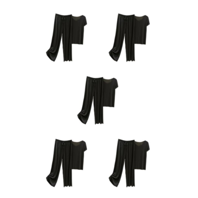 Sonducket Conjunto de pijama de seda helada para mujer, camiseta de manga corta de algodón, pantalones holgados con cintura elástica, ropa de Type2 NO2