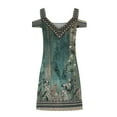 thumbnail image 4 of up to 60% off Gifts Usmixi Formal Dresses for Women Fashion Cold Shoulder Strap Tunic Tshirt Short Dresses V-Neck Short Sleeve Floral Print Summer Mini Dress Green s, 4 of 5