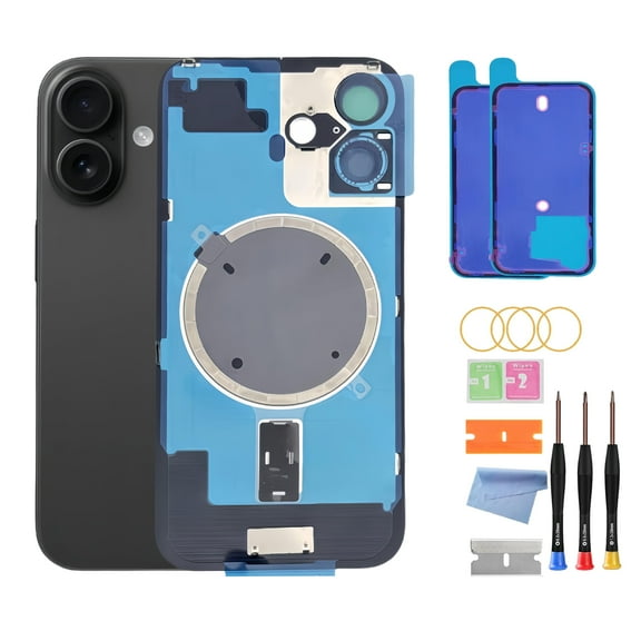OEM Back Glass Replacement for iPhone 16 Pro (6.1-Inch) – Metal Camera Frame, Lens Glass & Magnet – Includes Repair Tools()