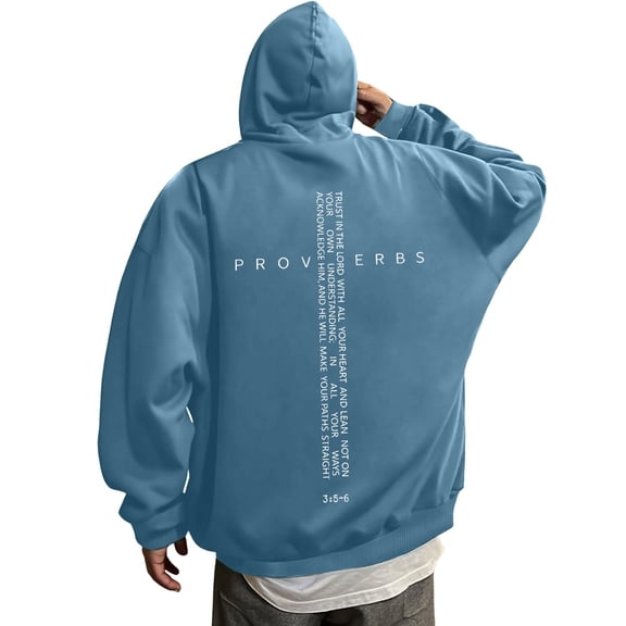 XIAOCHA Inspirational Graphic Pullover Hoodie Mens Casual Warm Sweatshirt For Outing Comfortable Apparel