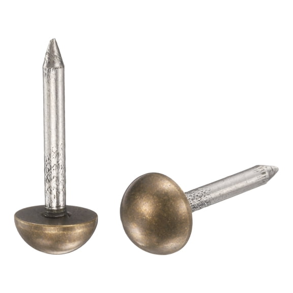 Uxcell 40 Pack Solid Brass Upholstery Tacks, 10mm Retro Upholstery Nails Decorative Thumb Push Pins for Wood Boxes Carpet Sofa Furniture Leather Crafts, Bronze
