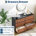 thumbnail image 4 of Juiluna 6 Drawers Dresser for Bedroom, 47" Wide Modern Chest of Drawers with Vintage Circle Handle w/Curved Profile Design, Wood Dresser for Bedroom, Living Room, Hallway, Entryway, Natural Oak, 4 of 8