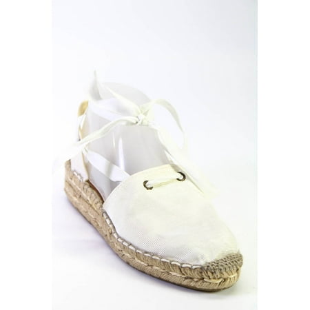 

Pre-owned|DKNY Women s Ribbon Lace Up Espadrilles White Ottoman Size 8 M