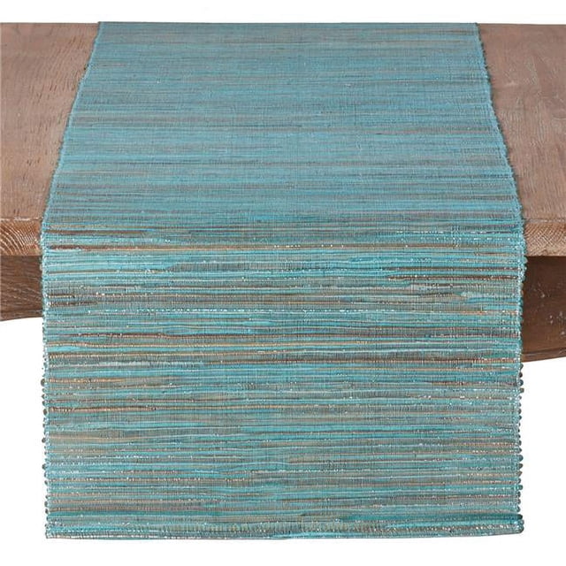 Saro Lifestyle Melaya Collection Shimmering Woven Nubby Table Runner 14""X90"" Turquoise