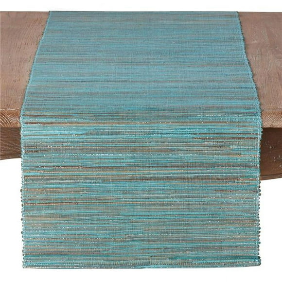 SARO 217.TQ1672B Scintillant Tissé Nubby Texture Jacinthe d'Eau Table Runner Turquoise
