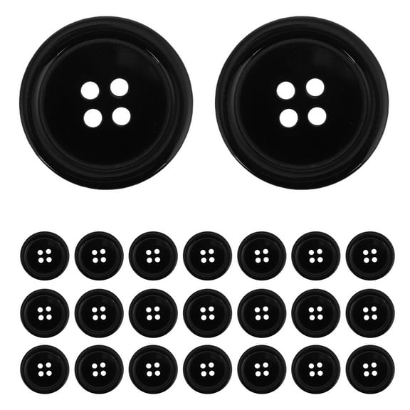 WEUVEB Round Black Resin Decorative Buttons, 50 Pieces for Sewing and Craft Projects