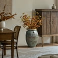thumbnail image 3 of LuxenHome Antiqued Terracotta Jar Vase, Rustic 17-Inch Green & Brown Flower Holder, 3 of 10