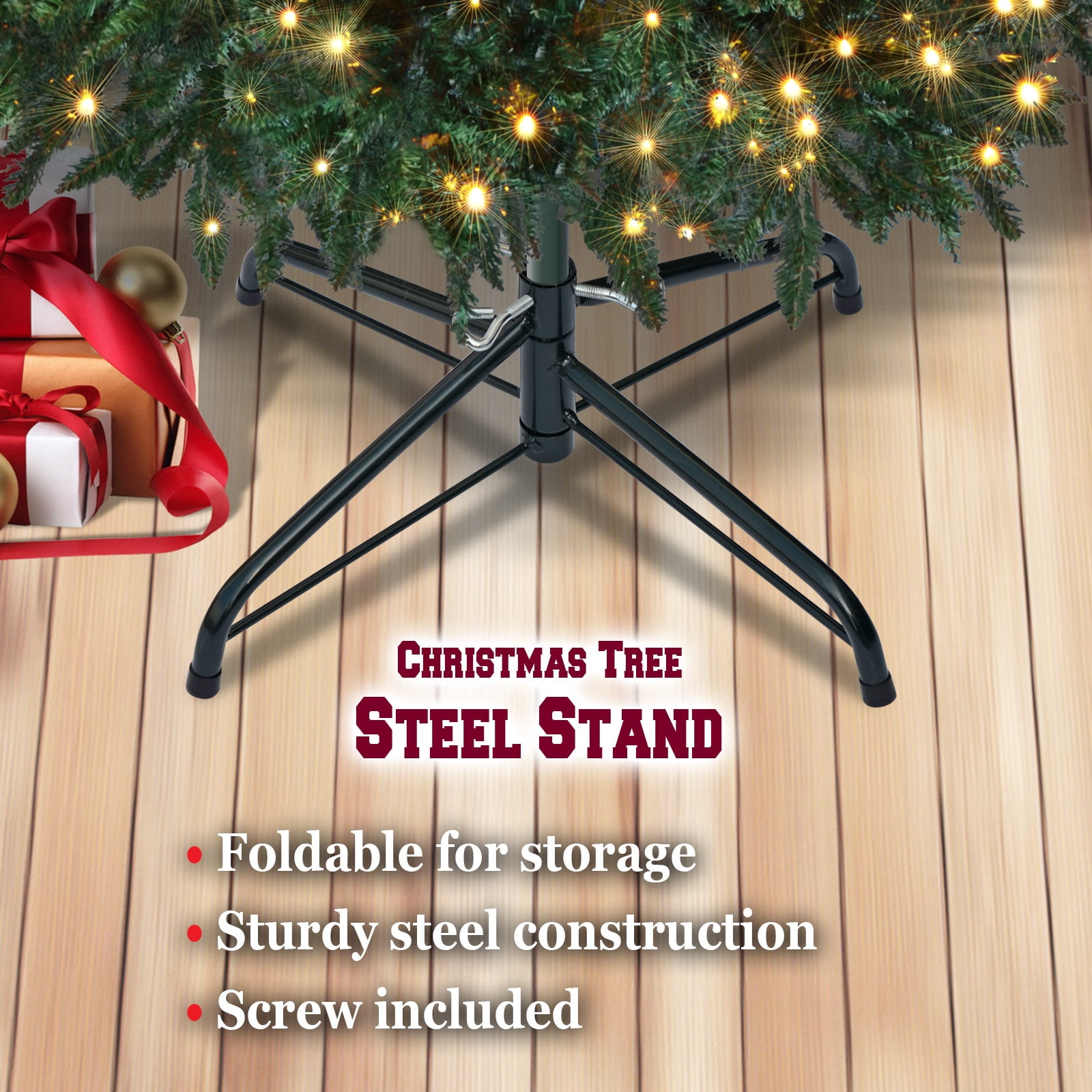 Sunrise Steel Base Metal Stand for 5/6/7/7.5ft Christmas Tree Xmas Decor (Green, for 5ft Tree)