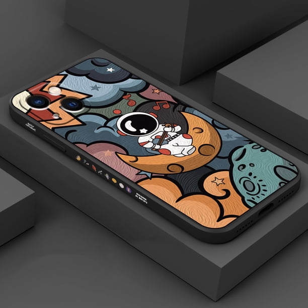 Bonita funda de silicona con dibujo de planeta astronauta para iPhone 14 13 12 11 Pro Max 12 Mini XS XR X 8 7 Plus, funda suave a prueba de golpes Tan Jianjun unisex