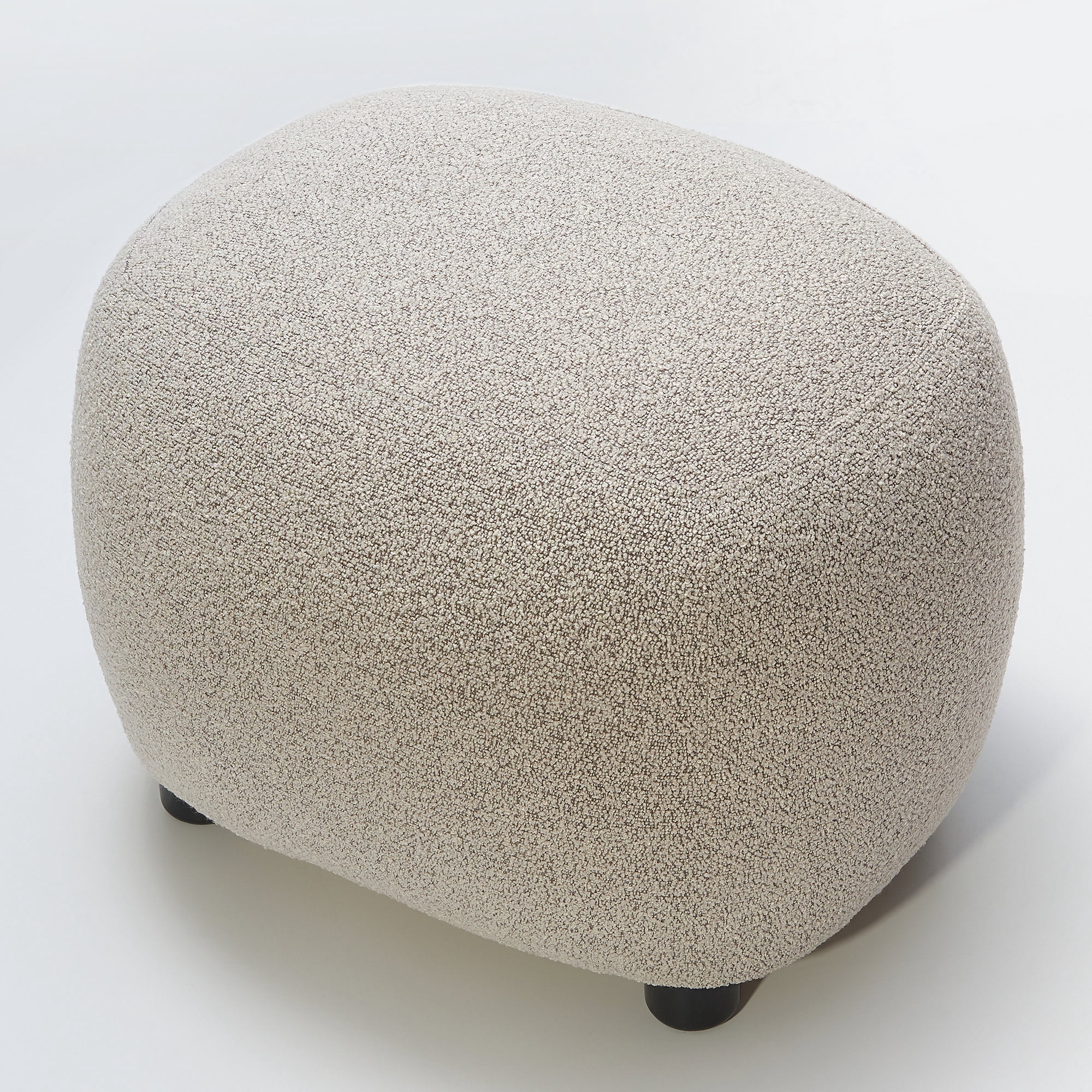 Round Boucle Upholstered Ottoman Chair, Footstool with Soft Padded Seat, Fully Assembled Modern Sofa Couch Footrest, Extra Seating for Bedroom Entryway, Taupe(18.5" D x 23" W x 16.5" H)