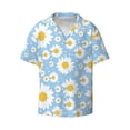 thumbnail image 3 of Cauagu Daisies Flowers Men's Short Sleeve Button Down Hawaiian Shirt for Men Bowling Shirts Casual Summer Beach Shirt,XX-Large, 3 of 6