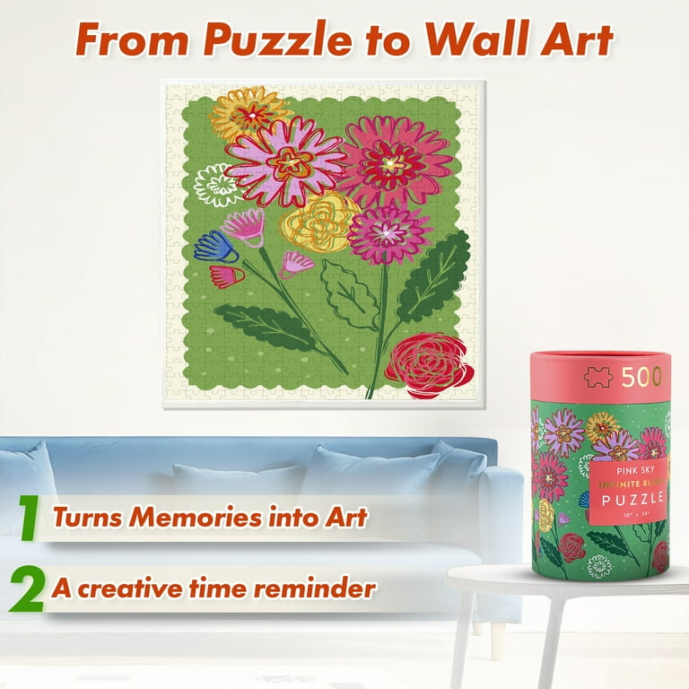 Infinite Bloom Pink Sky Puzzle 500 Piece Cylinder Tube Gift Jigsaw