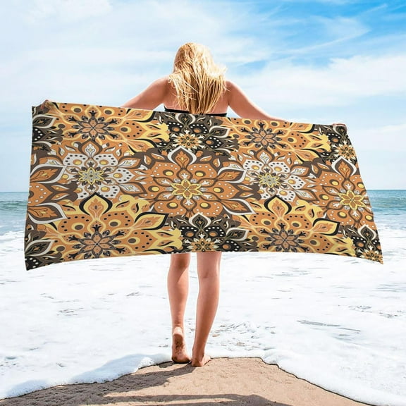dinapents Extra Large Beach Towel 75x150cm - Quick-Dry Microfiber Printed Square Shawl with Sand-Resistant Technology