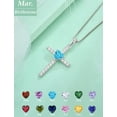 thumbnail image 5 of VESITIM Cross Necklace 925 Sterling Silver Religious Pendant for Women Heart Shaped Created Aquamarine March Birthstone Jewelry Gifts, 5 of 7