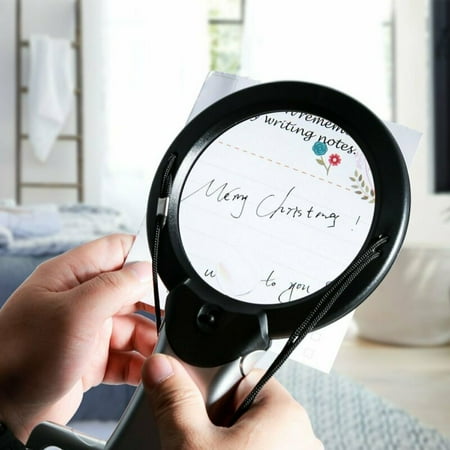 Around The Neck Stand Magnifiers 6X/2X Magnifying Glass with Light for Reading, Hands Free Lighted Reading Magnifier, Large Optical 4.2