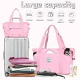 thumbnail image 5 of Gynky Travel Duffel Bag for Women Men Waterproof Carry On Expandable Duffle Tote Shoulder Weekender Overnight Bags w/ 3 Front Pocket/Wet Dry Pocket/Trolley Sleeve, Sport Dance Gym Luggage, Pink, 5 of 10